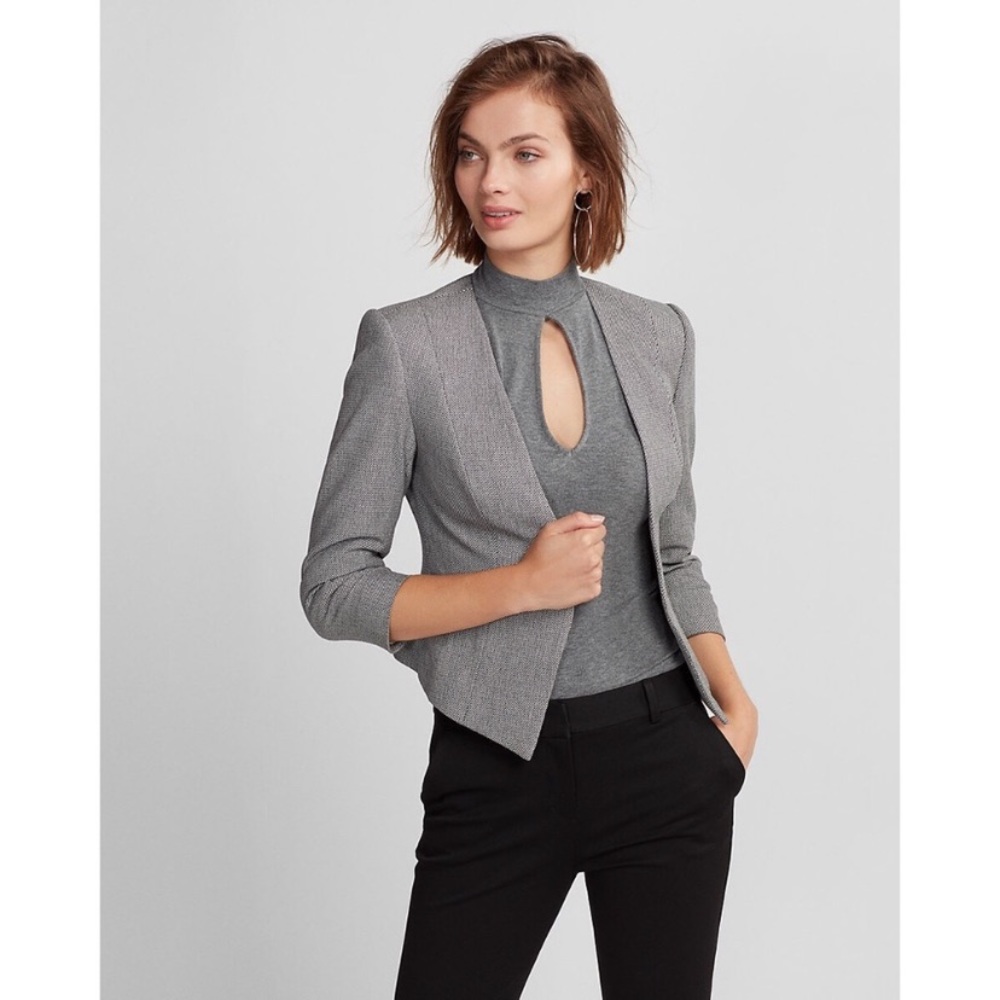 Express Gray Cropped Work Blazer